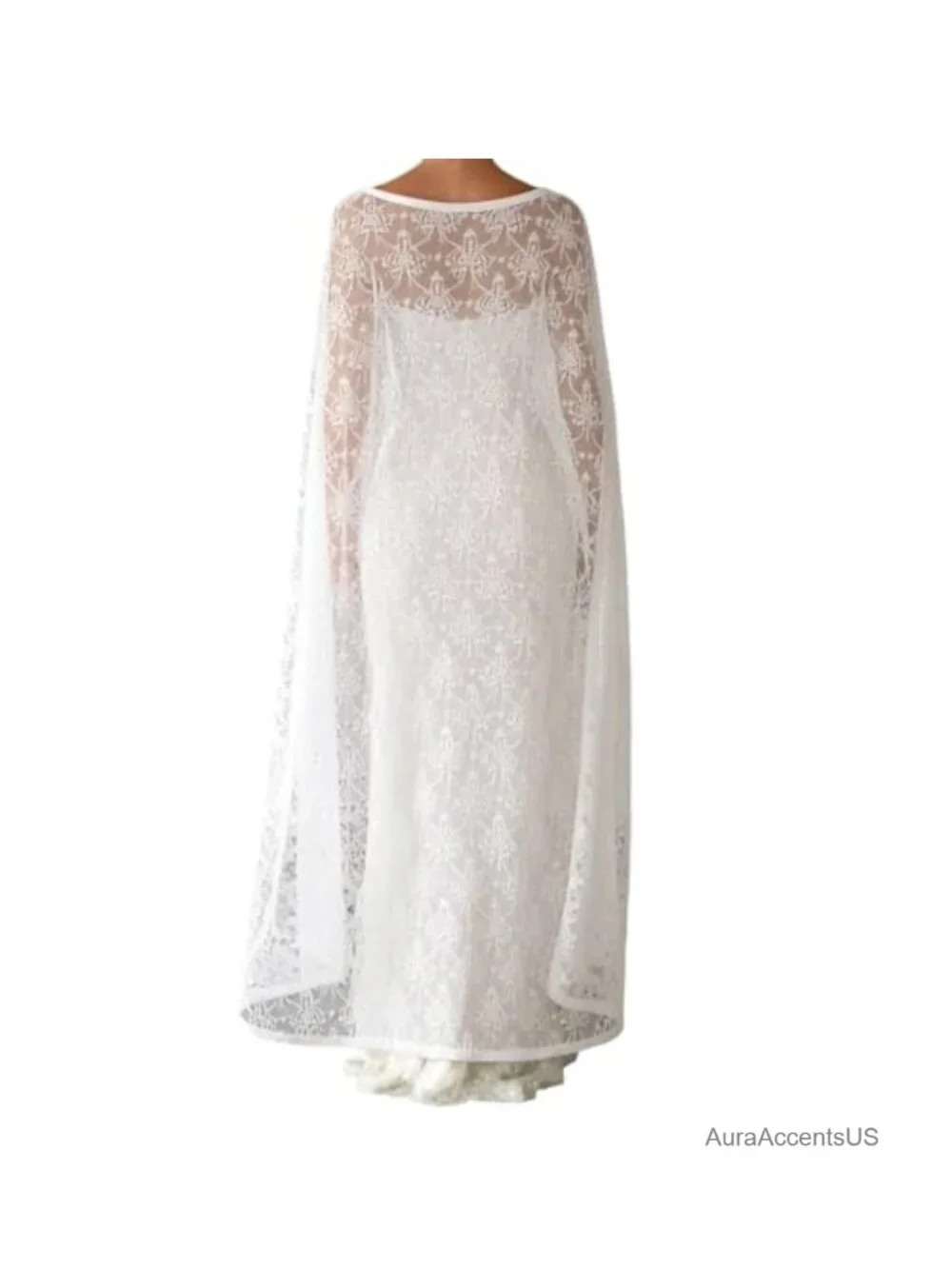 Elegant Floral Lace Cape Shawl Sheer Wrap Bridal Wedding Cover Up